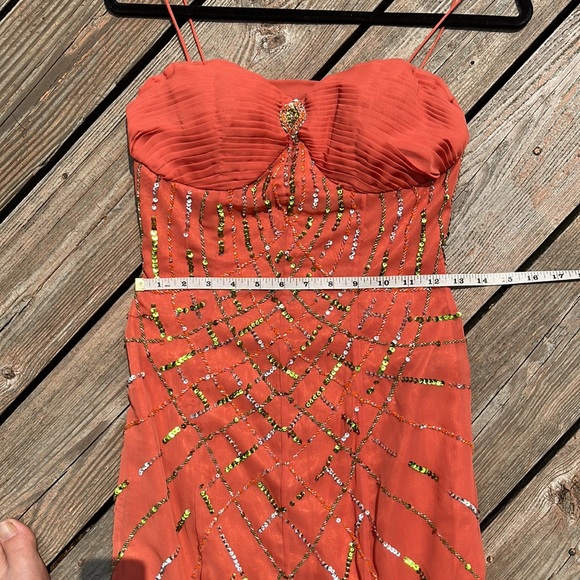 Orange gown with sequins S - Picture 7 of 9